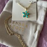 Kendra Scott Kyla Flower Gold Teal Mother Of Pearl Pendant Necklace by NWT  Photo 0