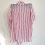 Old Navy White Pink Linen/Cotton Striped Shirt L Photo 3