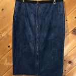 BCBG MAXAZRIA Carbon Navy Blue Faux Suede BESS Back-Zip Pencil Skirt Photo 5