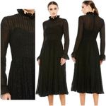 Mac Duggal  49627 Long Sleeve Embroidered Midi Dress Black Size 0 UB Photo 1