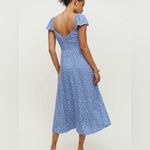 Reformation 4 Bailey Midi Length Dress Eve Cornflower Blue Floral Front Slit Photo 1
