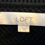 Loft Women Black Knit Sweater Bell Sleeve Textured Crew Neck Size S Photo 3