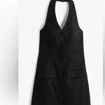 Abercrombie & Fitch NWOT  Black Button Mara Halter Vest Backless Mini Dress M Photo 3