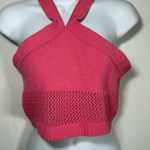 ZARA Bandeau Crochet Halter Crop Top Boho Barbie Pink Festival Summer Small Photo 0