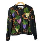 Vintage Design Options by Philip & Jane Gordon Grape Cardigan Sweater Size Large Black Photo 0
