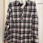 Talbots Shirt Womens size 12 Black Red Plaid 1/4 Button Long Sleeve Tunic Top Photo 0