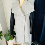 EXPRESS Shawl Collar Faux Leather Sleeve Zip Coat, Size Small, Gray/Black, NWOT Photo 12