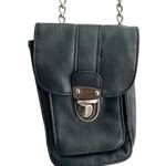 Vegan Crossbody Cell Phone Purse Bag Faux Leather & Chain Shoulder Strap Black Photo 1