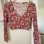 Billabong BOGO  Cropped Floral Ribbed Knit Long Sleeve Button Cardigan Top Large Photo 0