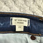 Madewell  Skinny Jeans 26 Blue Denim  High Rise Cropped Cotton Distressed Raw Hem Photo 3