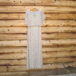 Mac Duggal  14523 Beige Beaded Mesh Cape Gown Photo 9