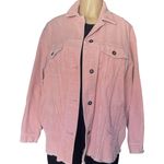 ZARA Pink Corduroy Jacket Women’s M Oversized Button Front Shacket 100% Cotton Photo 0