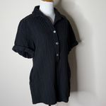 ZARA  Black Textured Short Sleeve Romper Photo 2