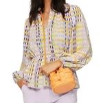 Stine Goya Karin Plaid Multicolor Checkered Women's Blouse size small Yellow Photo 1