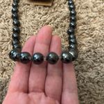 Kazuri Handcrafted 22" Beaded Necklace Dark Gray Ceramic Beads Statement Jewelry Black Photo 1