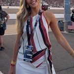 ZARA  Striped Top Red Black White One Shoulder Photo 0