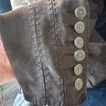 Elie Tahari  Long Brown Suede Fitted Jacket With Ornate Buttons Size S Photo 7