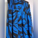 Lane Bryant  Strapless Maxi Dress Leaf Print Blue Feminine Party Vacay Chic 14/16 Photo 5