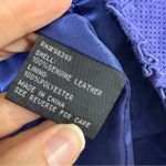 Pamela McCoy Purple Suede Leather Ruffled Long Line Jacket Blazer Womens L Fall Size L Photo 5