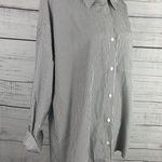 Aisew Button Front Shirt Womens L Pin Striped Long Sleeve Collared NEW Gray Size L Photo 2