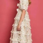 NWT DREAM Sister Jane Rose Dove Ruffle Midi Dress XS White Photo 2