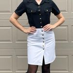 Vintage Color Blocked Black and White Denim Button Front Collared Shirt Dress 4 Photo 1