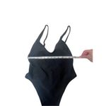 Relleciga  Black Sz Lg High Cut Low Back Skimpy 1 Piece Thong Swimsuit NWT Photo 4