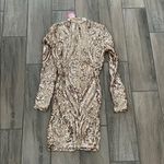 BANJUL  Tan and Brown Bodycon Dress with Mock Neck Photo 3