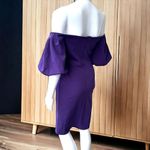 John Zack Petite Bardot Mini Dress With Exaggerated Sleeves Purple Size 10P Photo 5