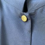 Patrick Christopher Dark Blue 100% Silk Band Collar Gold Button Blouse 18W Photo 2