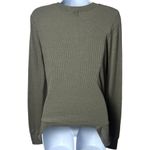 T.la Anthropologie Sage Green Waffleknit Sharkbite Hem Long Sleeve Cozy Cabin S Size undefined Photo 4