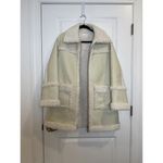 Mango Faux-Shearling Leather-Effect Coat Black S Photo 4