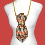 “Dainty Dapper”Elegant Gold and Red Statement necktie Necklace with unique pin Photo 0