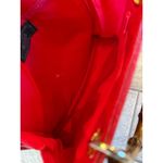 Giorgio Beverly Hills Hand Bag Red Faux Leather Bamboo Straps Christmas Purse Photo 5