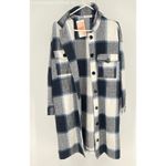 KIRUNDO‎ Black White Women's Flannel Plaid Shirts Jacket Shacket Knee Length Photo 8