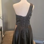 Women’s Black One Shoulder Satin Full Length Prom Party Dress Corset Back Size 2 Photo 5