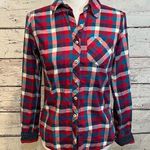 Girl Krazy Plaid Button Down Shirt Teal, Berry, White Checks-Small Photo 0