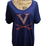 Fanatics University of Virginia Cavaliers Navy Blue V Neck T Shirt 2XL Photo 0