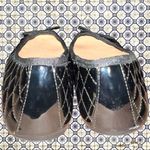 Christopher & Banks  black patten leather quilted look design with tie on front Photo 7