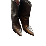 Bota Salto Alto Women's Black Leather Pointed Toe Ankle Boots 3" Heel Size 8.5 Photo 12