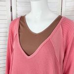Free People  Santa‎ Clara Thermal Oversized Shirt Coral Pink Orange Medium Photo 6