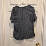 Old Navy Old‎ Navy Women's Large Blue White Striped Shirt V-neck Loose Fit Rayon Photo 5