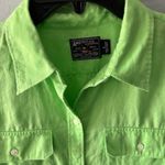 American Living L Long Sleeve Shirt Button Lime Green Linen Utility Bright Work Photo 1
