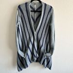 Free People  Circle Back Cardigan Blue XS Striped Draped Knit Sweater Photo 1