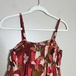 A New Day Babydoll Smocked Dress Modi's Floral Lagenlook Red Thin Spaghetti Strap Beach Photo 6