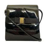 Vintage Black Patent Vinyl Grosgrain Bow Box Purse Photo 0