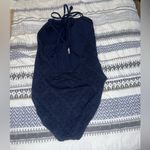 Aerie  One Piece Navy Blue Eyelet Cross Back Strappy Bathing Suit Size L Photo 1