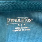 Pendleton  Full Zip Cardigan Hoodie Sweater Sz. S Teal Cinched Waist Pockets Photo 3