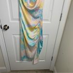 ZARA  pastel tie dye satin rainbow ruched ruched midi dress‎ blogger size XS Photo 7