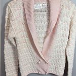 Ellen Tracy  Vintage Hand Knit‎ Pink/Cream Linen Sweater Size Small Photo 0